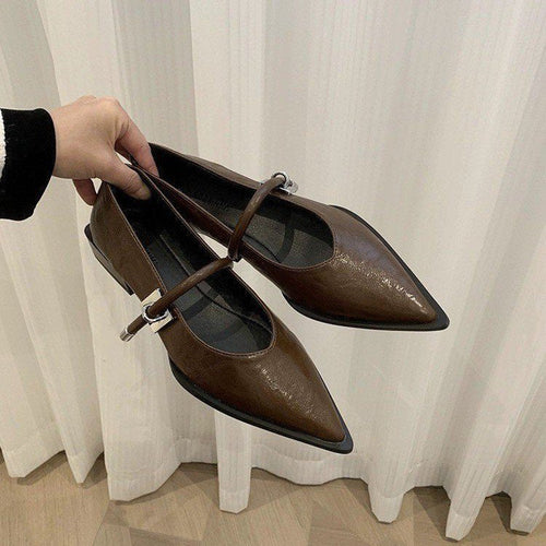 Damen elegante Ballerinas mit zeitgemäßem Riemchen und spitzem Design