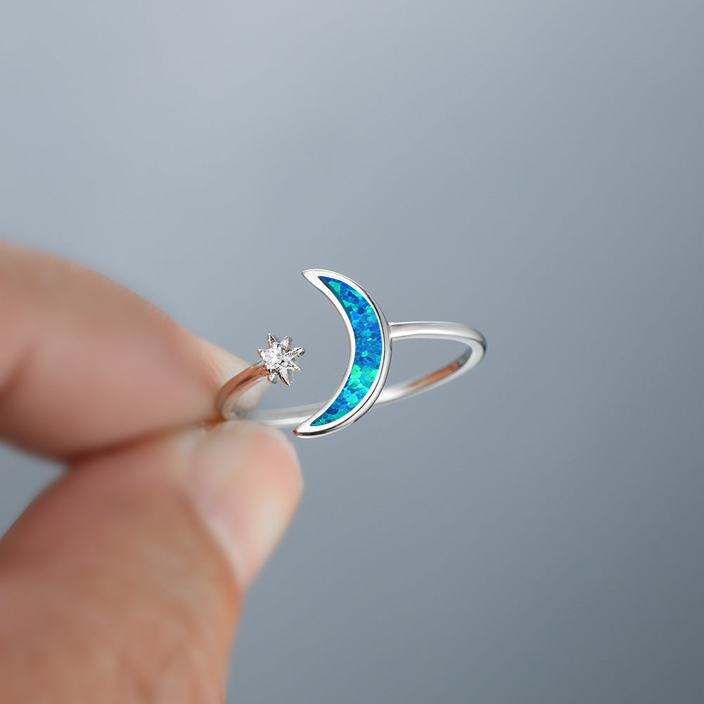 Damen Ring mit schimmerndem Monddesign und funkelnden Zirkonia Shop Nory