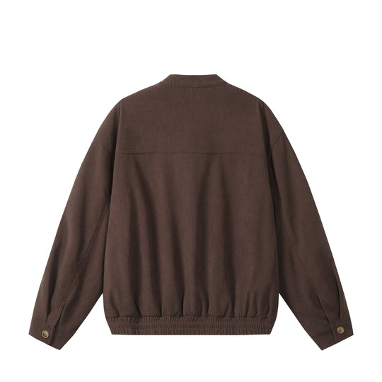 Unisex weit geschnittene Cord‑Blousonjacke mit Stehkragen, durchgehendem Reißverschluss und elastischem Saum Shop Nory