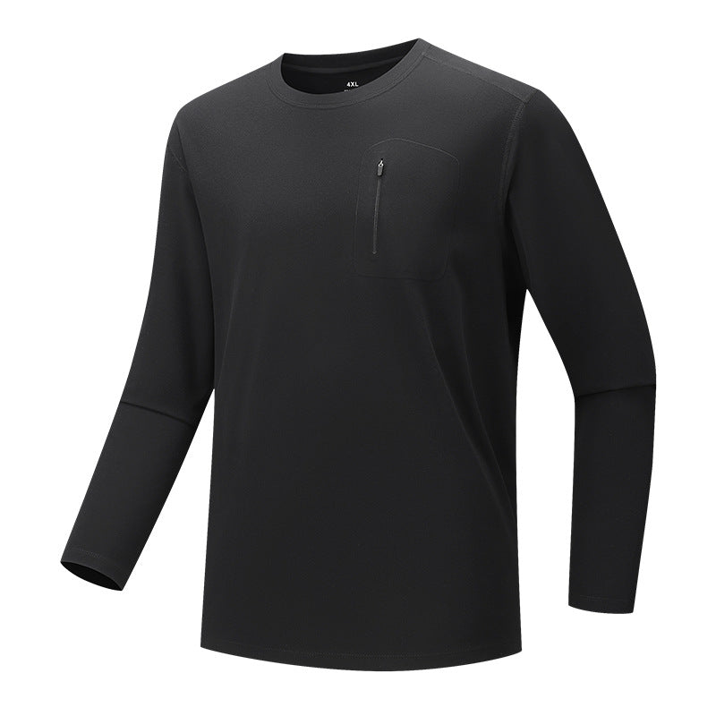Herren Multifunktionales Langarm-Techshirt mit Brust-Reißverschlusstasche Shop Nory