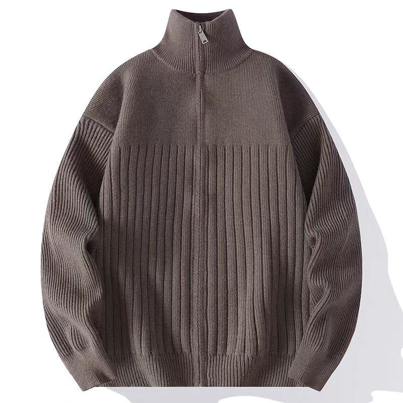 Herren Strukturierter Strickpullover mit halbem Reißverschluss und Rippenstruktur Shop Nory
