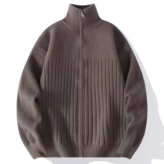 Herren Strukturierter Strickpullover mit halbem Reißverschluss und Rippenstruktur Shop Nory