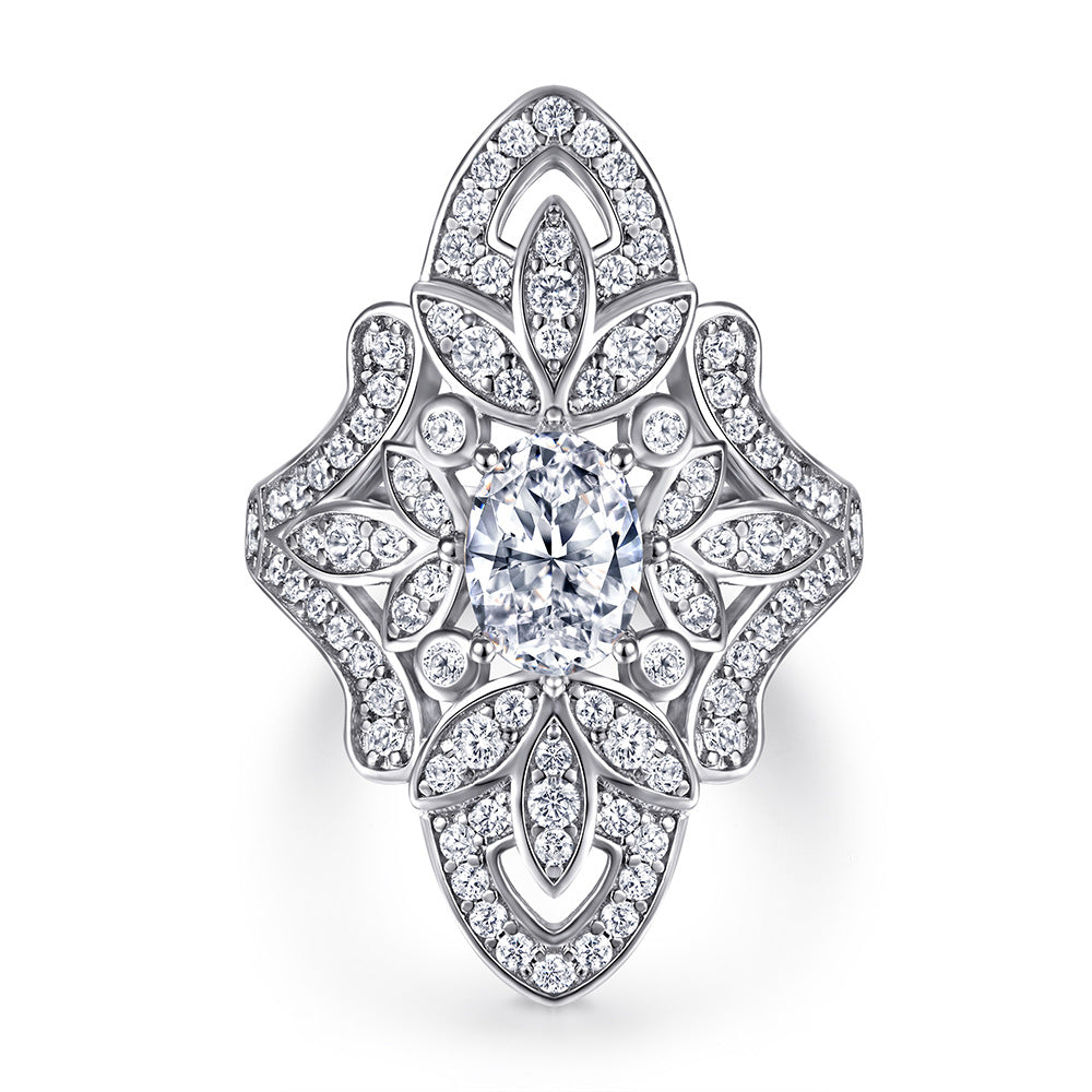 Damen Eleganter und funkelnder Verlobungsring mit ovalem Diamanten Shop Nory