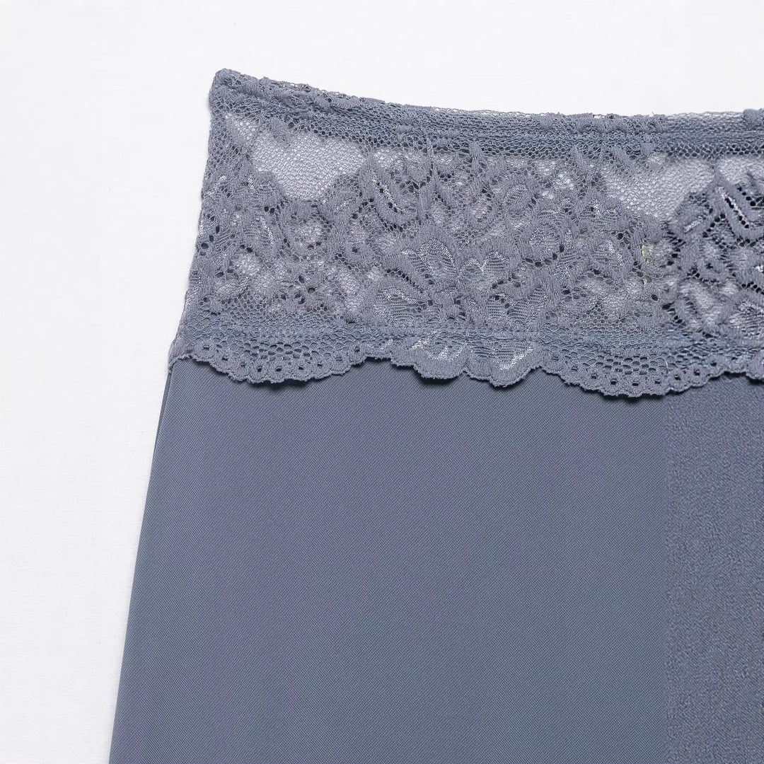 Damen Unterrock mit Spitzenbund und fließender Midilänge Shop Nory