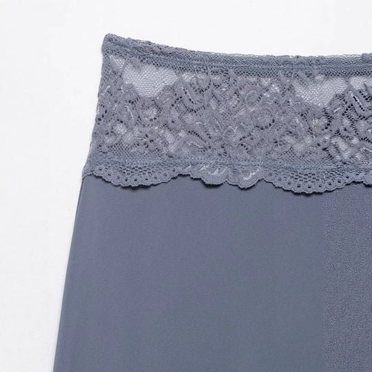 Damen Unterrock mit Spitzenbund und fließender Midilänge Shop Nory