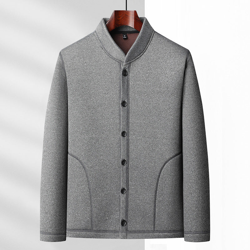 Herren Casual-Stehkragenjacke mit weicher Fleece-Innenseite und verdeckten Nahttaschen Shop Nory