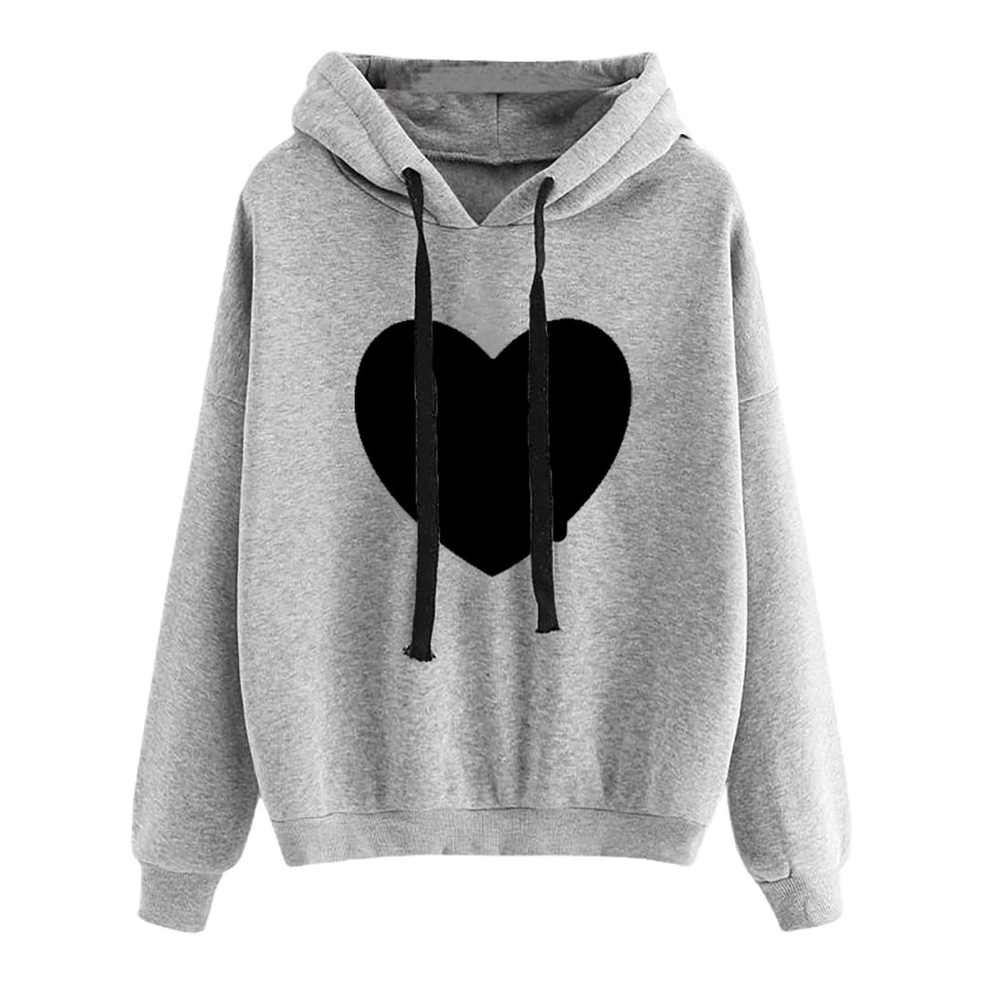Damen nan leichter Oversize Kapuzenpullover mit Herz‑EKG‑Motiv, langen Kordeln und elastischem Bund Shop Nory