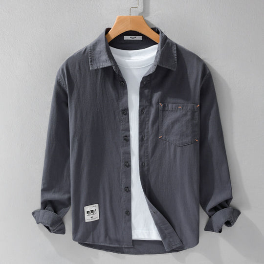 Herren Offenes Baumwoll-Overshirt im Layering-Look mit aufgesetzter Brusttasche Shop Nory