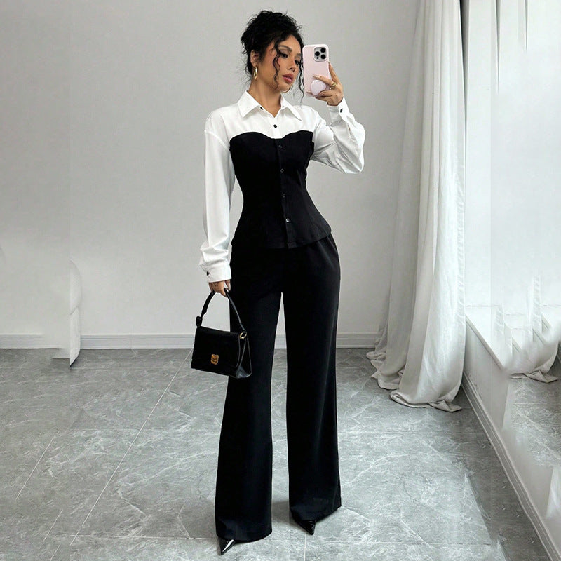 Damen Eleganter Blazer mit hochgeschnittenem Hosenanzug Shop Nory
