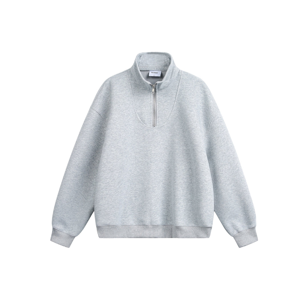 Damen Oversize Sweatshirt mit halbem Reißverschluss und Stehkragen Shop Nory