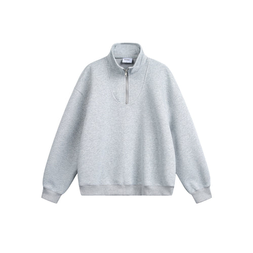 Damen Oversize Sweatshirt mit halbem Reißverschluss und Stehkragen Shop Nory