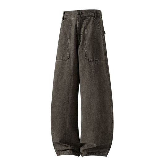 Damen Utility-Denimhose mit hoher Taille, extra weitem Bein und aufgesetzten Taschen Shop Nory