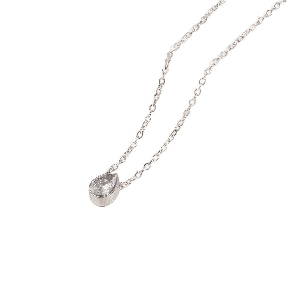 Damen Elegante Tropfenförmige Kristall Anhänger Halskette Shop Nory