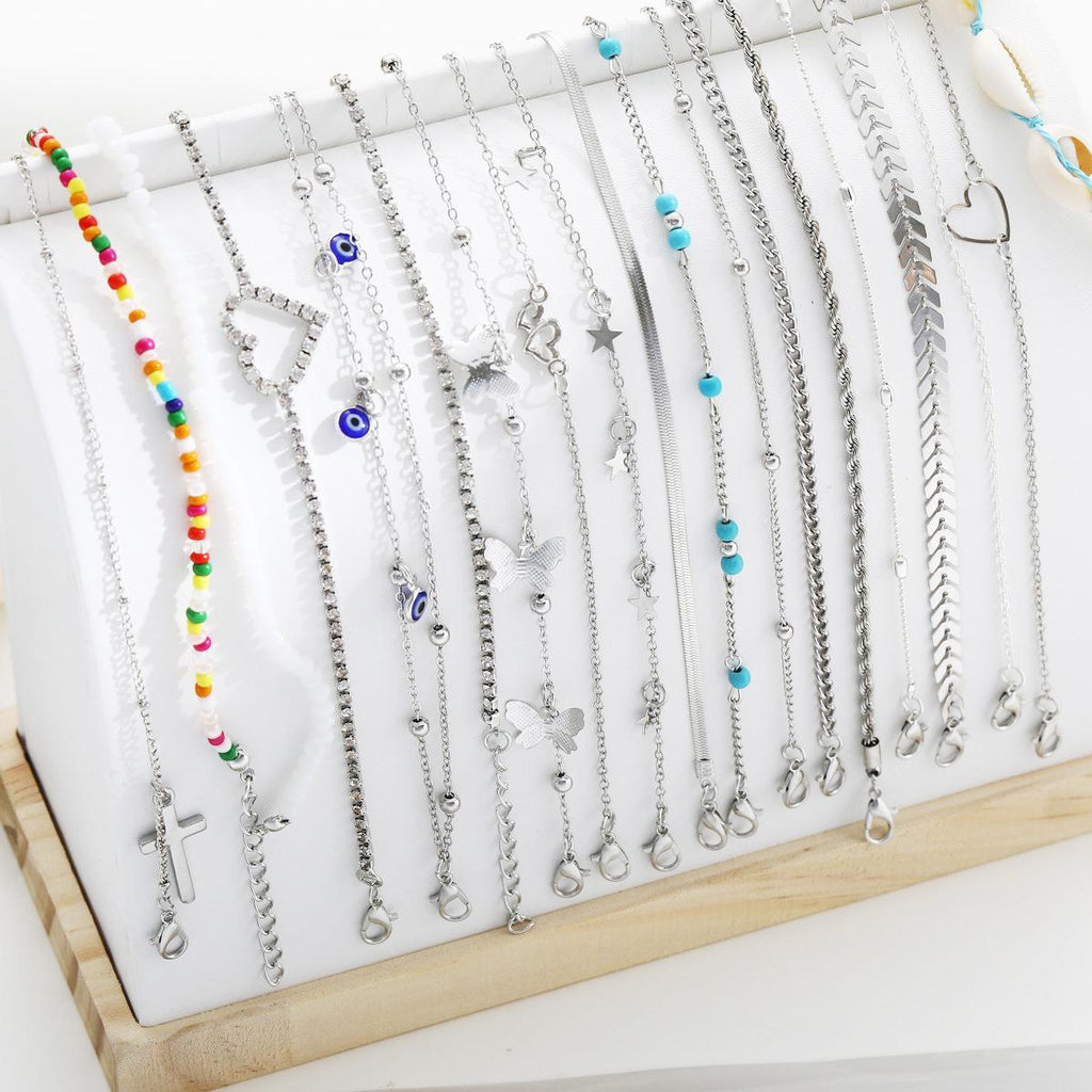 Damen Fußkettchen-Set mit eleganten Anhängern und kreativen Designs Shop Nory