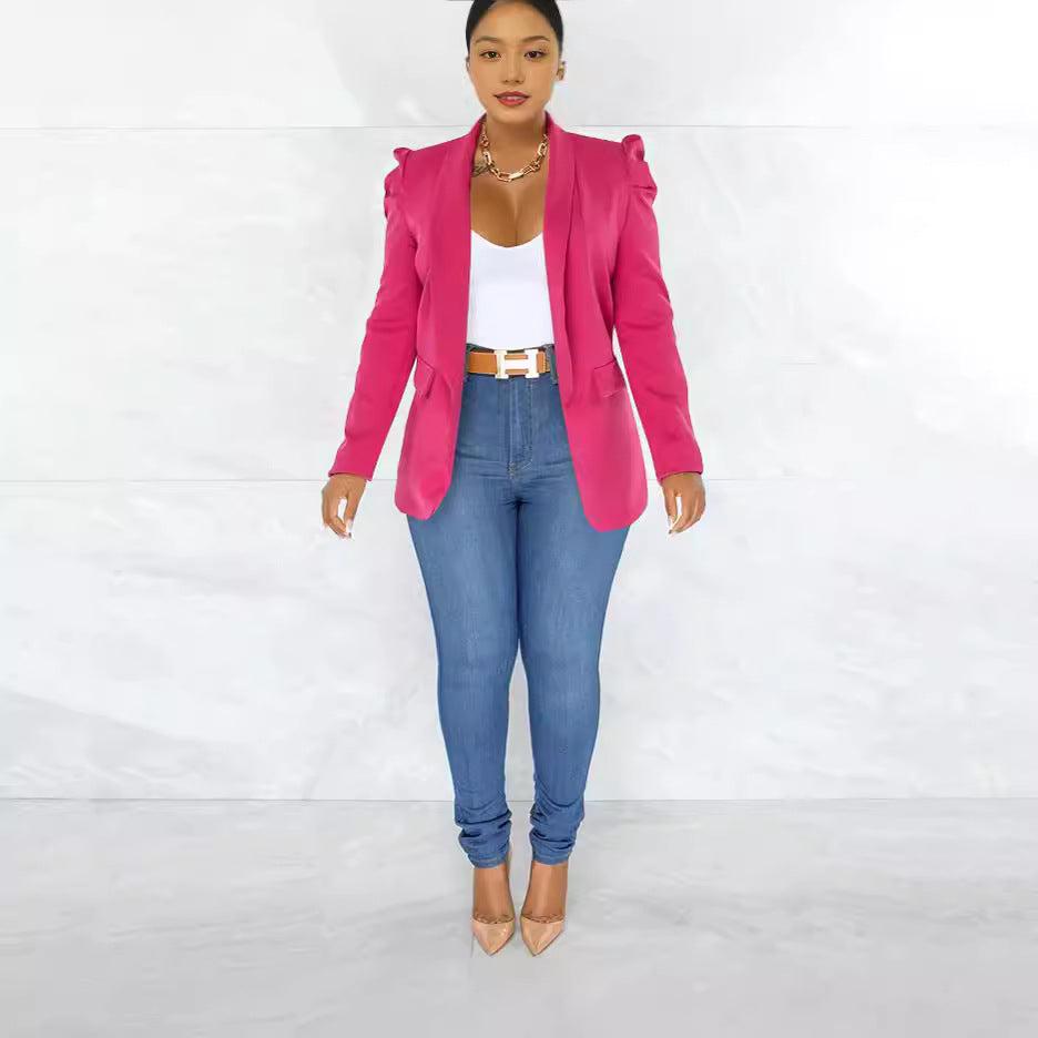 Damen taillierter Blazer mit strukturierten Schulterdetails und offenem Revers Shop Nory