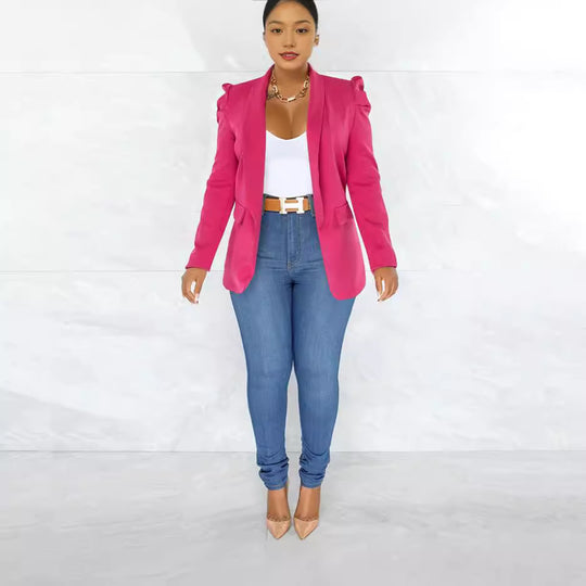 Damen taillierter Blazer mit strukturierten Schulterdetails und offenem Revers Shop Nory