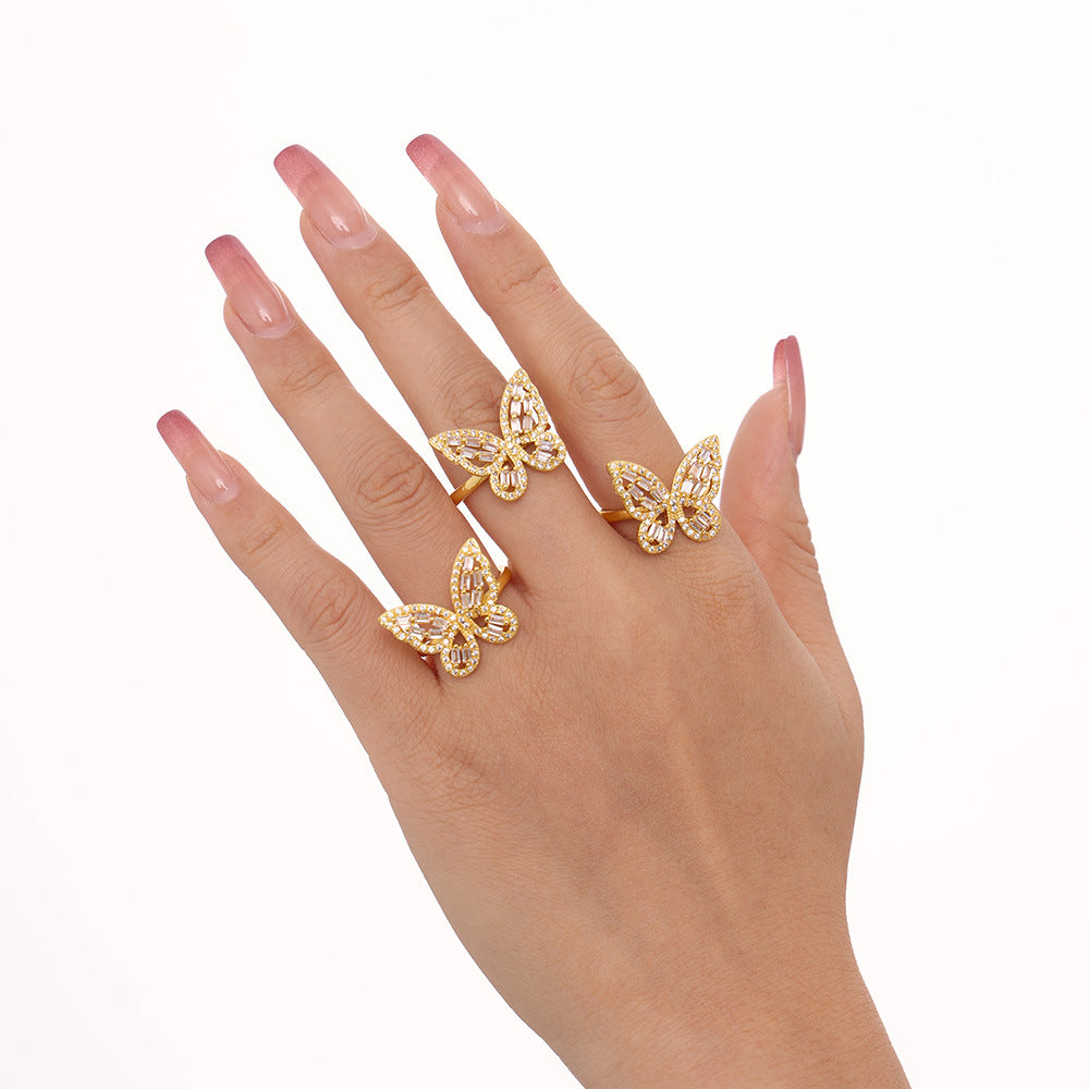 Damenring mit Schmetterlingsdesign aus Kupfer und Zirkon Shop Nory