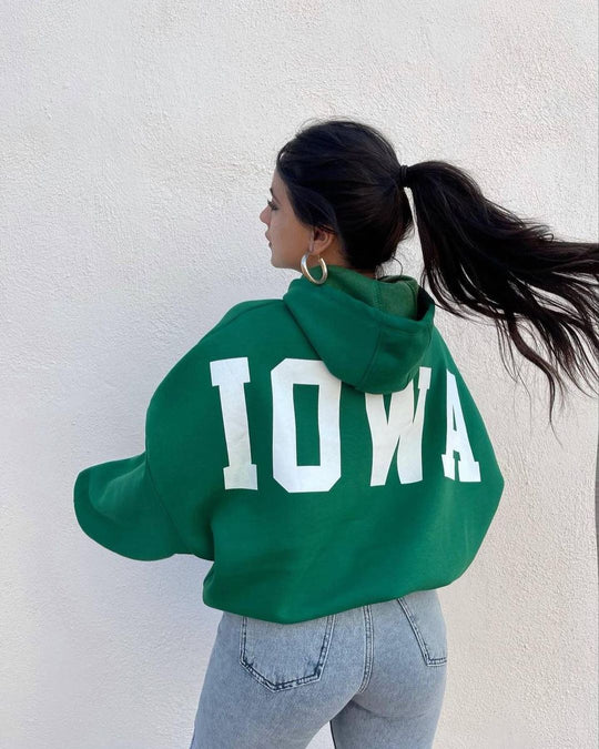 Damen Oversized Cropped Hoodie mit großem Lettering, Kapuze und relaxed Fit Shop Nory