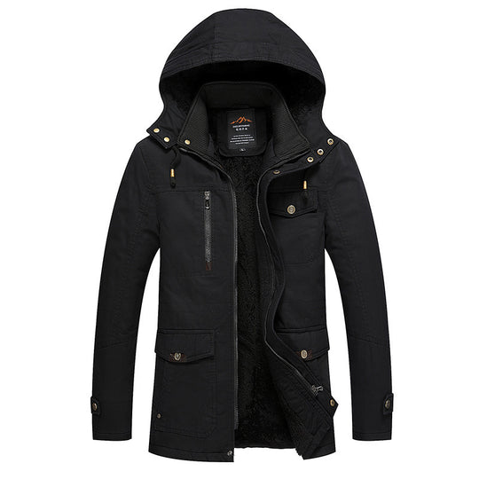 Herren gefütterter Fieldparka mit Kapuze, kuscheliger Fleece-Innenfütterung und Multifunktions‑Taschen Shop Nory