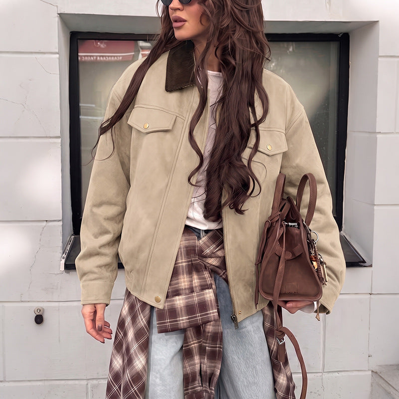 Damen Elegante Suede Jacke Shop Nory