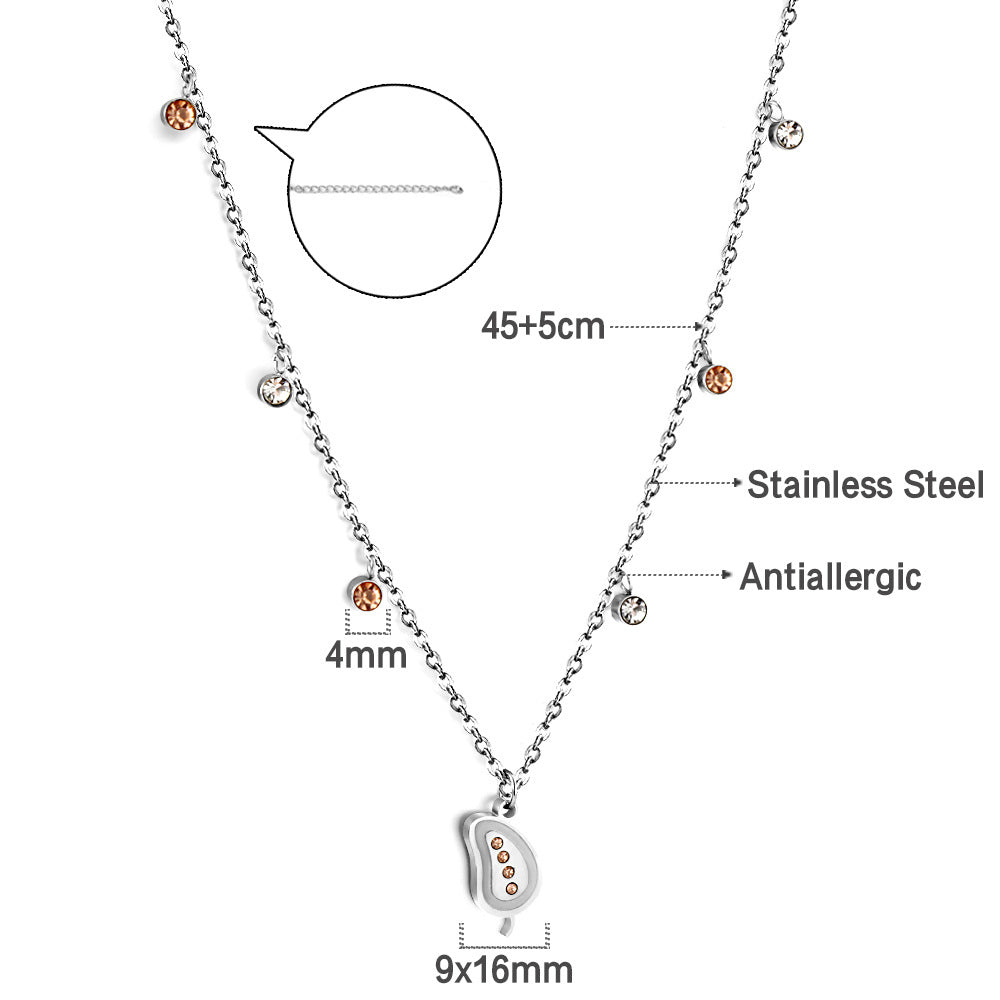 Damen Edelstahl Halskette mit funkelndem Kirsch-Anhänger Shop Nory