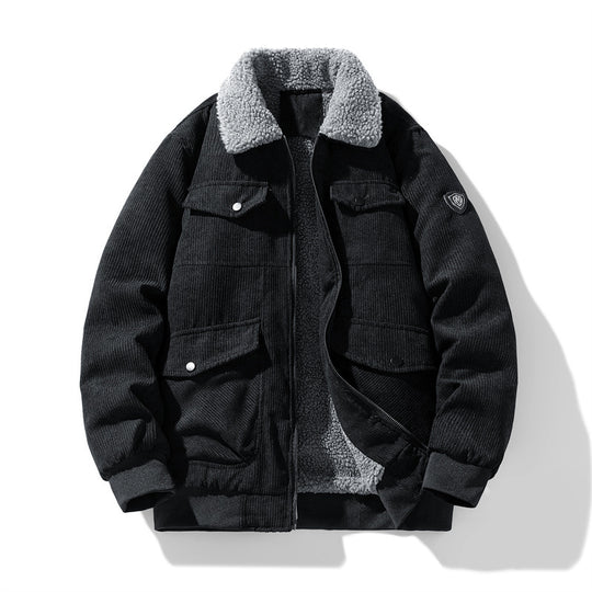 Herren Cord-Fieldjacke mit Teddyfutter, gesteppter Isolierung und Multifachtaschen Shop Nory