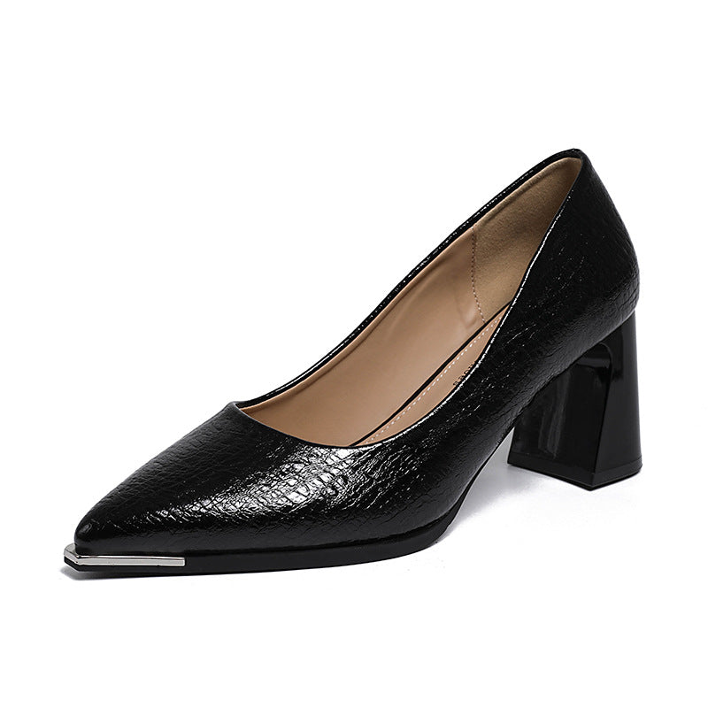 Damen Elegante spitze Pumps mit modischem Blockabsatz