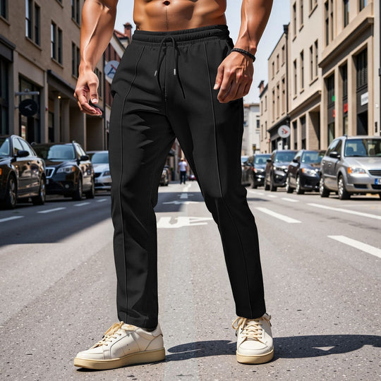 Herren elegante Freizeithose mit elastischem Bund und seitlichen Taschen