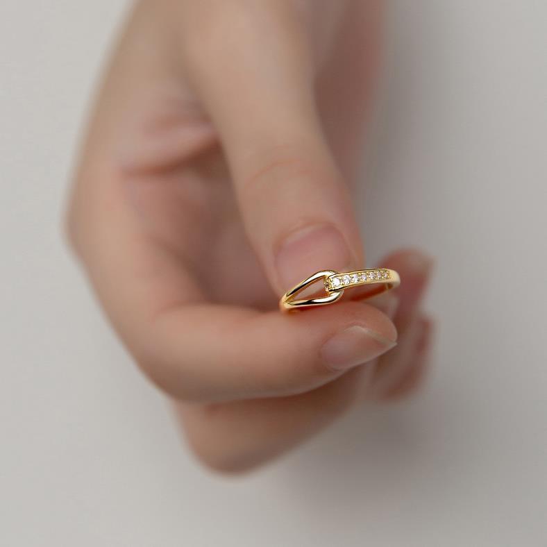 Damen dezenter Edelstahlring mit funkelndem Zirkonia-Streifen Shop Nory