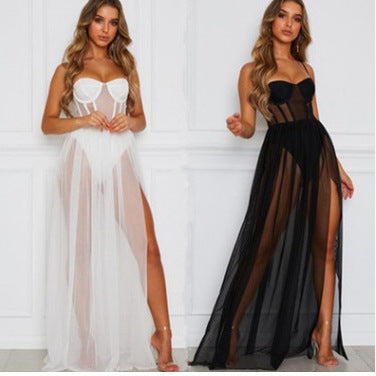 Damen aufregendes Spitzen-Negligé mit verführerischem tiefem V-Ausschnitt und transparenter Silhouette