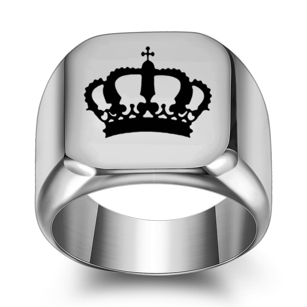 Herren Siegelring mit kunstvollem Kronen-Motiv und eleganter Oberfläche Shop Nory