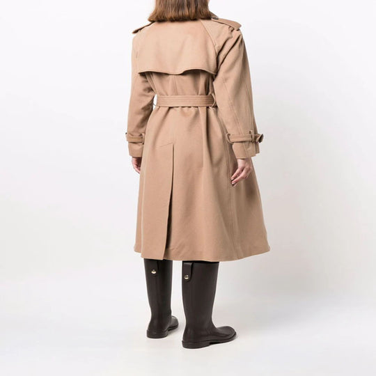 Damen Midilanger Wollmix-Trenchcoat im Tailoring mit Doppelreihe, Taillengürtel und Epauletten Shop Nory