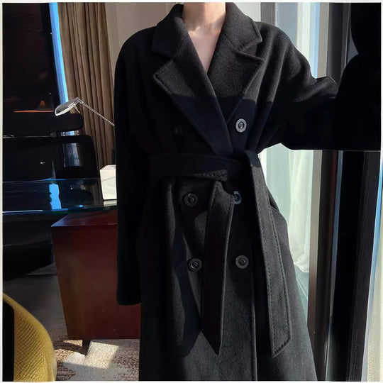 Damen Eleganter Doppeltbreasted Wollmantel Shop Nory