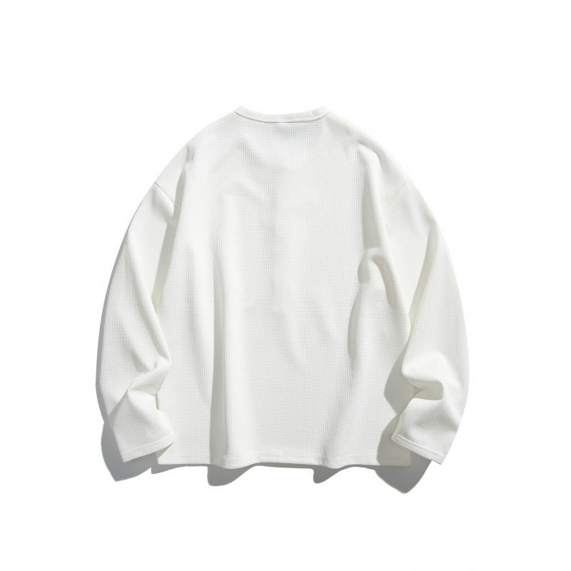 Unisex Waffelstruktur-Henleyshirt mit Knopfleiste und Oversize-Schnitt Shop Nory