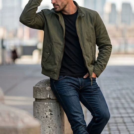 HerrenModische Freizeitjacke mit hohem Kragen