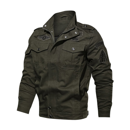 Herren Urbaner Canvas-Combat-Blouson mit verdeckter Zip-Leiste, Pattentaschen und Schulterepauletten Shop Nory