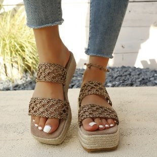 Damen Komfortable und geflochtene Wedge-Sandalen