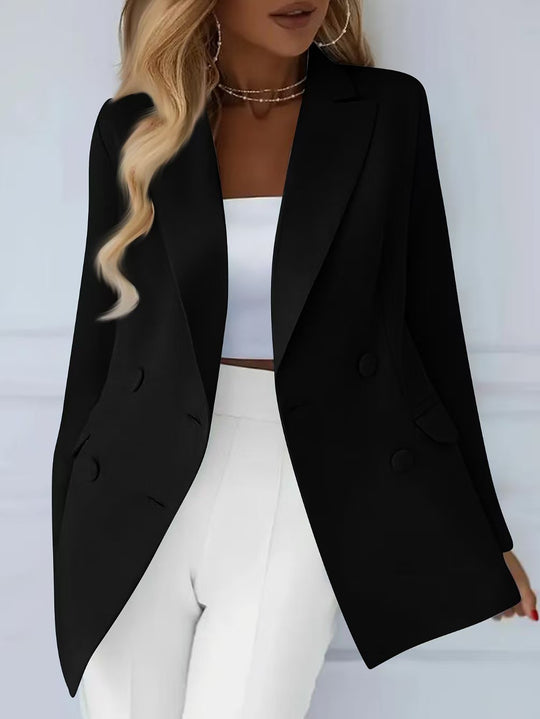 Damen Elegant taillierter Longblazer mit stoffbezogenen Knöpfen Shop Nory