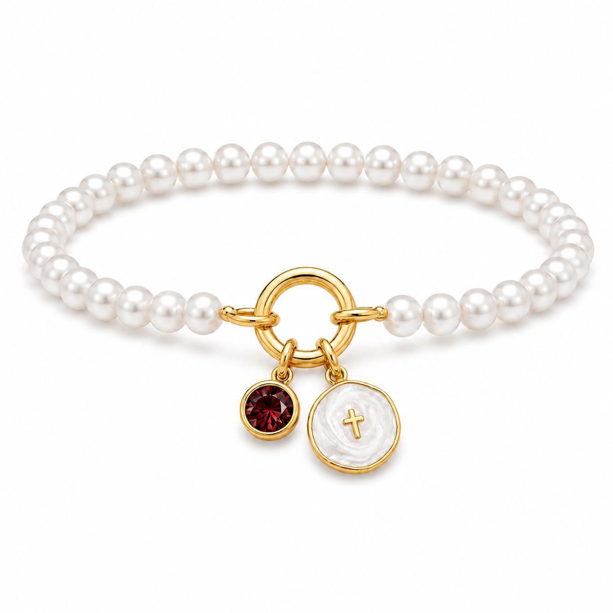 Damen Armband mit Perlen und charmanten Anhängern Shop Nory