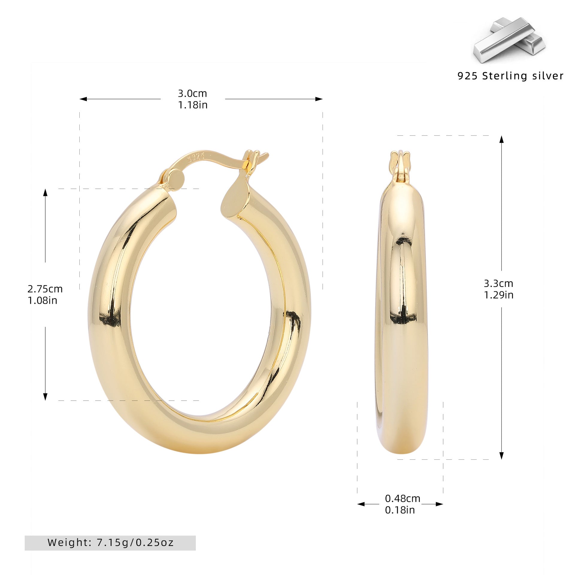 Damen Creolen mit sanft geschwungenem Design aus hochwertigem 925 Sterling Silber Shop Nory