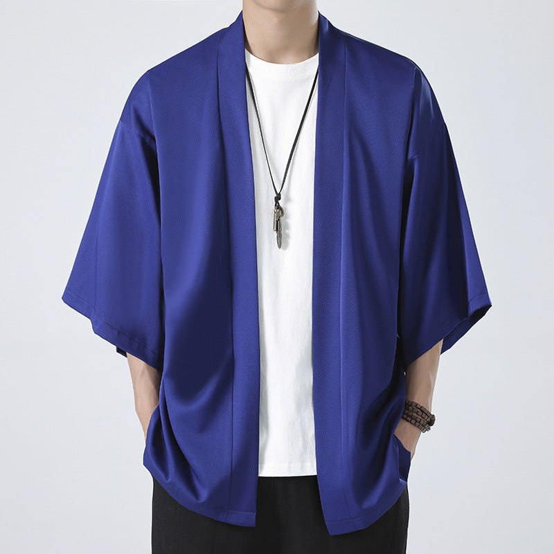 Herren kimonoartige Kurzjacke im Oversize-Stil mit offenem Schnitt und weichem Fall Shop Nory