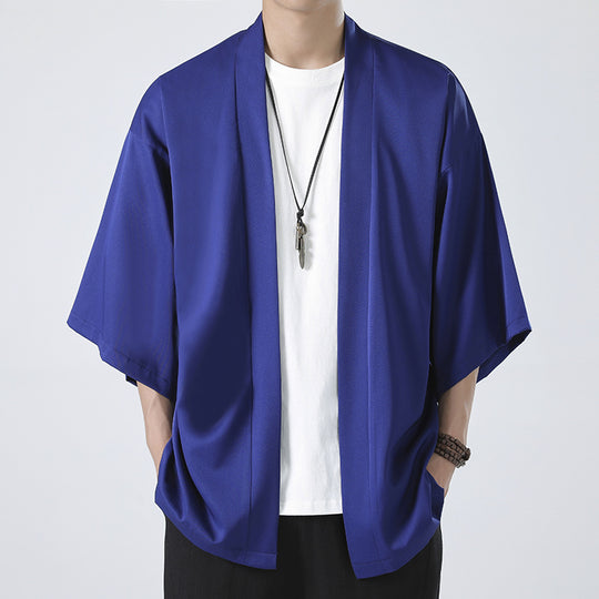 Herren kimonoartige Kurzjacke im Oversize-Stil mit offenem Schnitt und weichem Fall Shop Nory