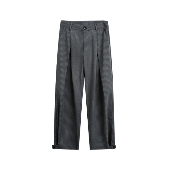 Damen Hochtaillierte weite Anzughose mit Bügelfalten, Nadelstreifen und verstellbarem Umschlag Shop Nory