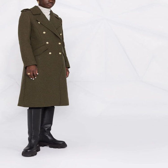 Damen A‑Linien Wollmix‑Mantel mit zweireihigem Tailoring, Metallknöpfen und Klappentaschen Shop Nory