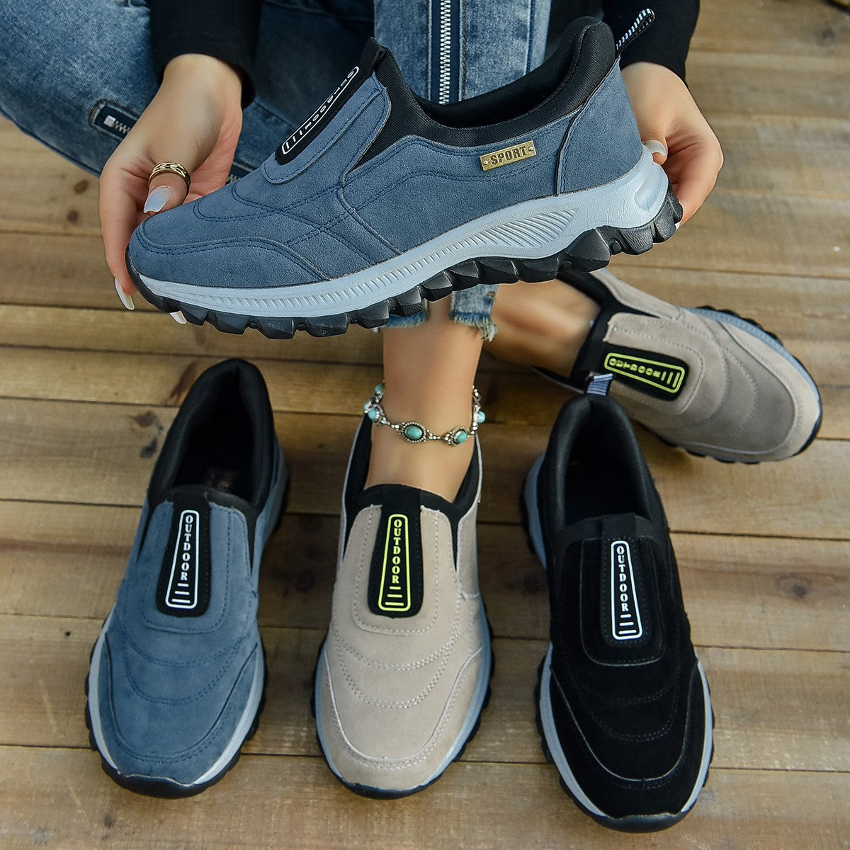 Damen Slip-On Sneakers mit elastischer Einfassung und rutschfester Profilsohle