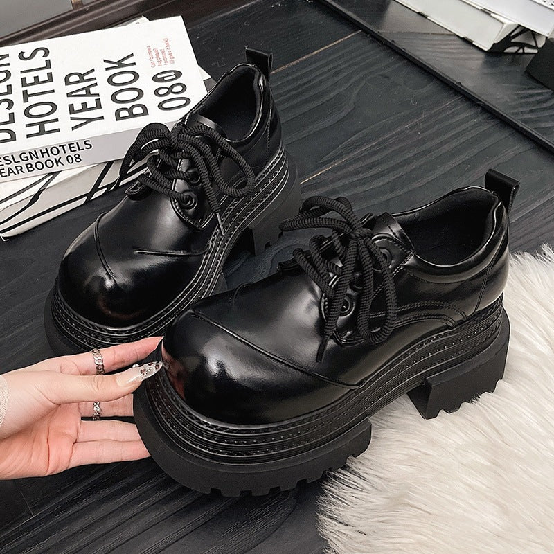 Damen Chunky Schnürschuhe mit doppelter Sohle und innovative Akzent Shopnory