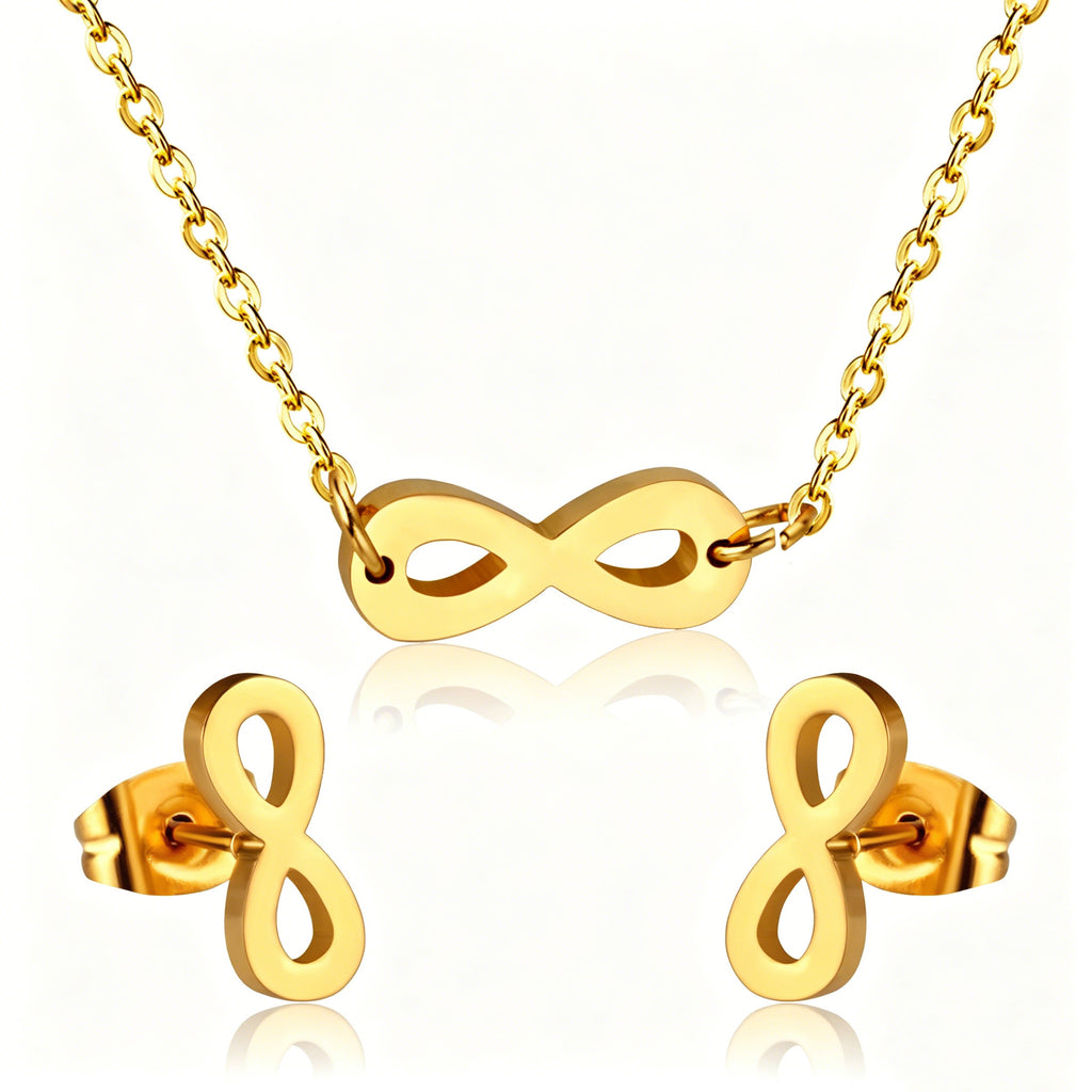 Damen Schmuckset mit unendlichem Symbol aus hochwertigem Edelstahl und goldplattierter Oberfläche Shop Nory