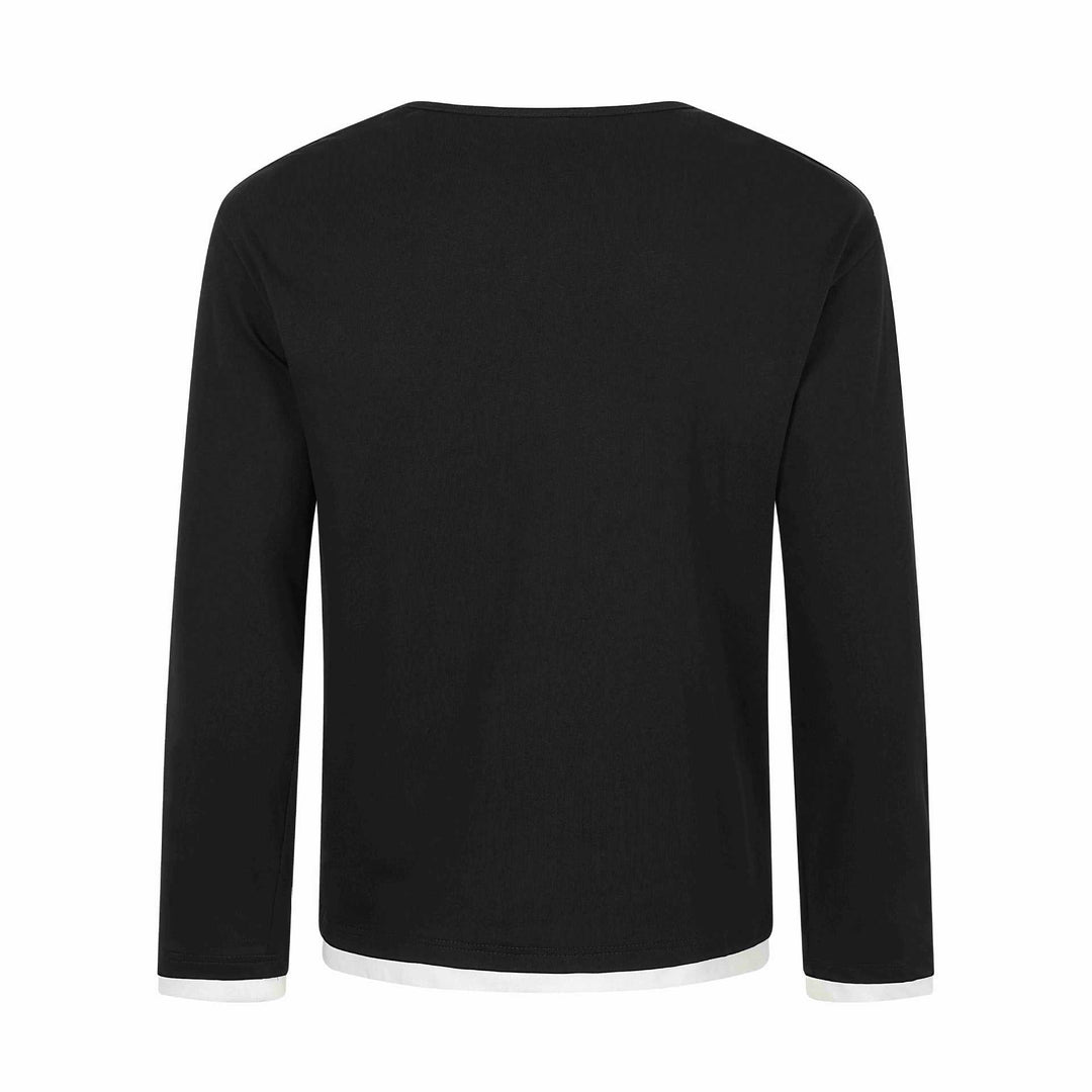 Damen Langarmshirt mit asymmetrischem Schlauchkragen und Grafik‑Music‑Print Shop Nory