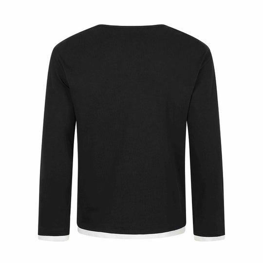 Damen Langarmshirt mit asymmetrischem Schlauchkragen und Grafik‑Music‑Print Shop Nory