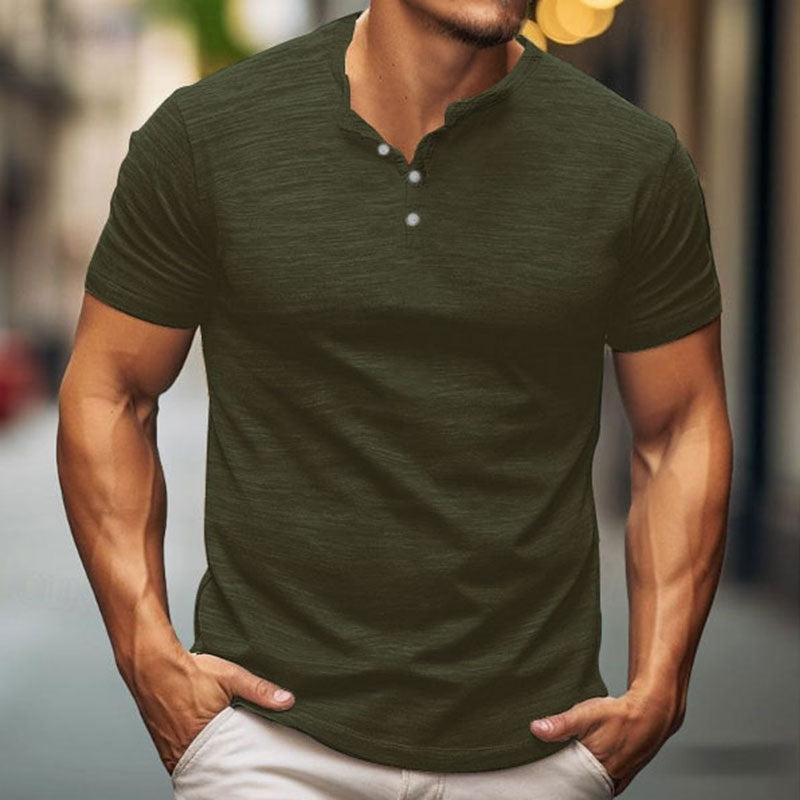 Herren Kurzarm-T-Shirt mit Knopfleiste